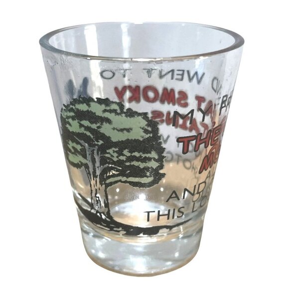 Shot Glass Great Smokey Mountains Tennessee Bear Tree Tourist Souvenir - Picture 2 of 3